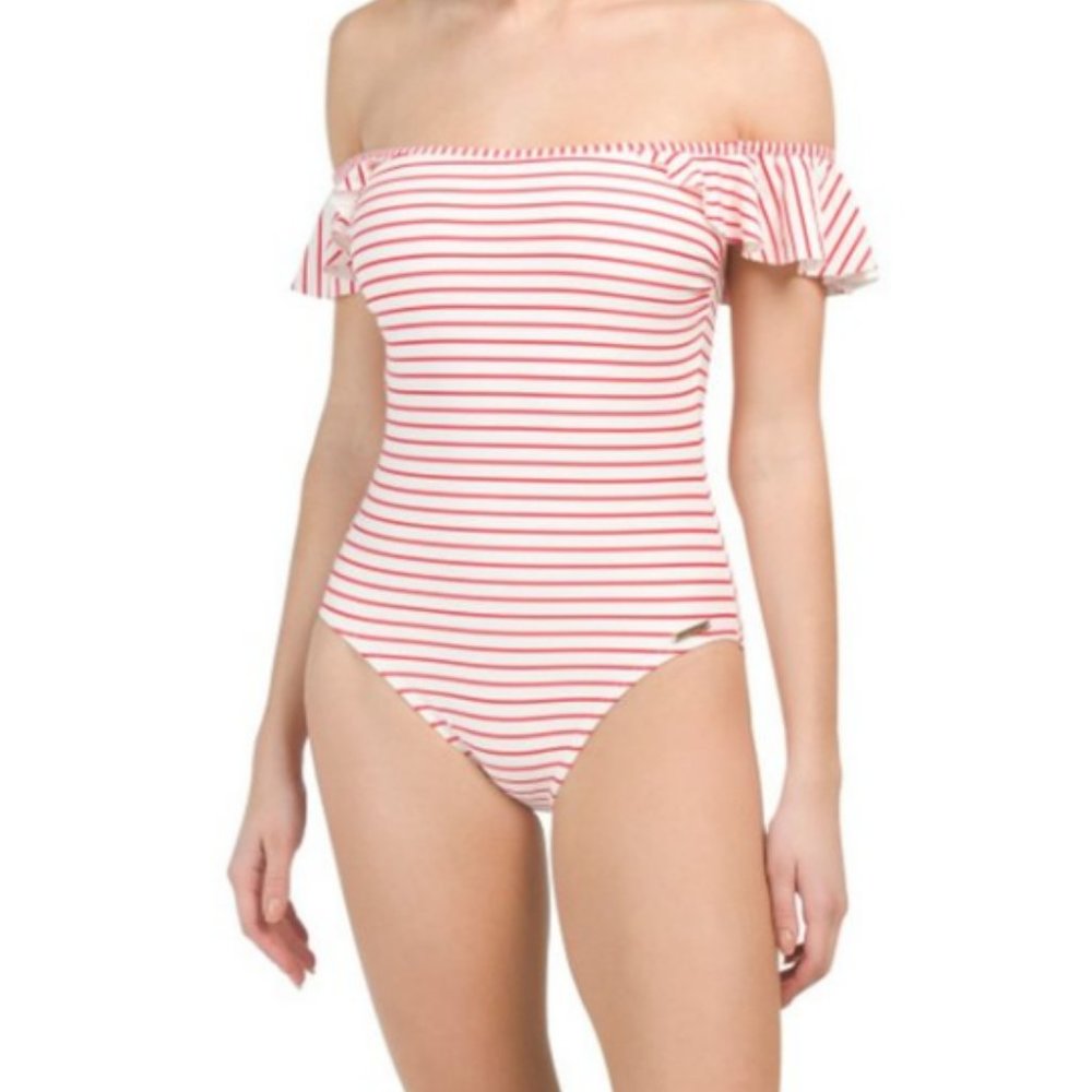 NWT VINCE CAMUTO Ruffle Off The Shoulder Swimsuit
